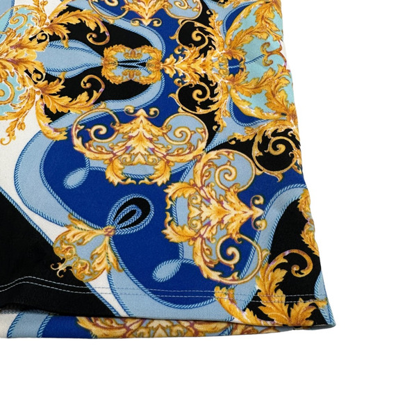 Bold Elements Baroque Skirt Womens XXL 2XL Mosaic Gold Cut To Curve Blue Scroll - Picture 5 of 9